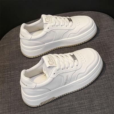 Leather Little White Shoes Children Spring and Autumn New Versatile Thick-soled Heightening Board Shoes Casual Sports Shoes Women's