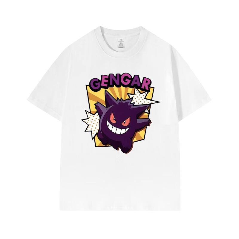 Pokémon Anime Gengar Printing Oversized Cotton Tshirt Men and Women Comfortable Fashion Y2K Childrens Clothing Summer Tshirt