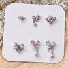 Nail Art Diamond Pink Zircon Bow Pendant Jewelry New Light Luxury Silver Butterfly Love Diamond