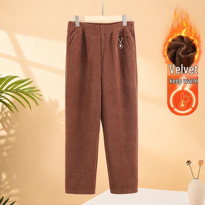Elderly Women's Thickened Plush-Lined Winter Pants