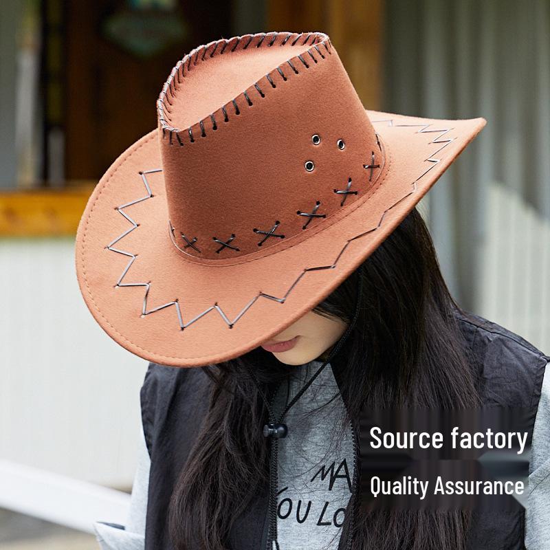 Western Cowboy Straw Hat for Men & Women - Sun Protection Wide Brim Beach & Outdoor Travel Hat