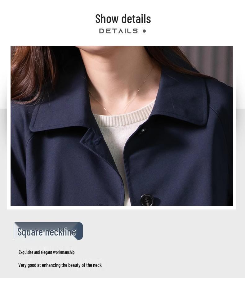Women's British Style Mid-Length Trench Coat - 2025 Korean Edition for Spring & Autumn, High-End Straight-Cut Design
