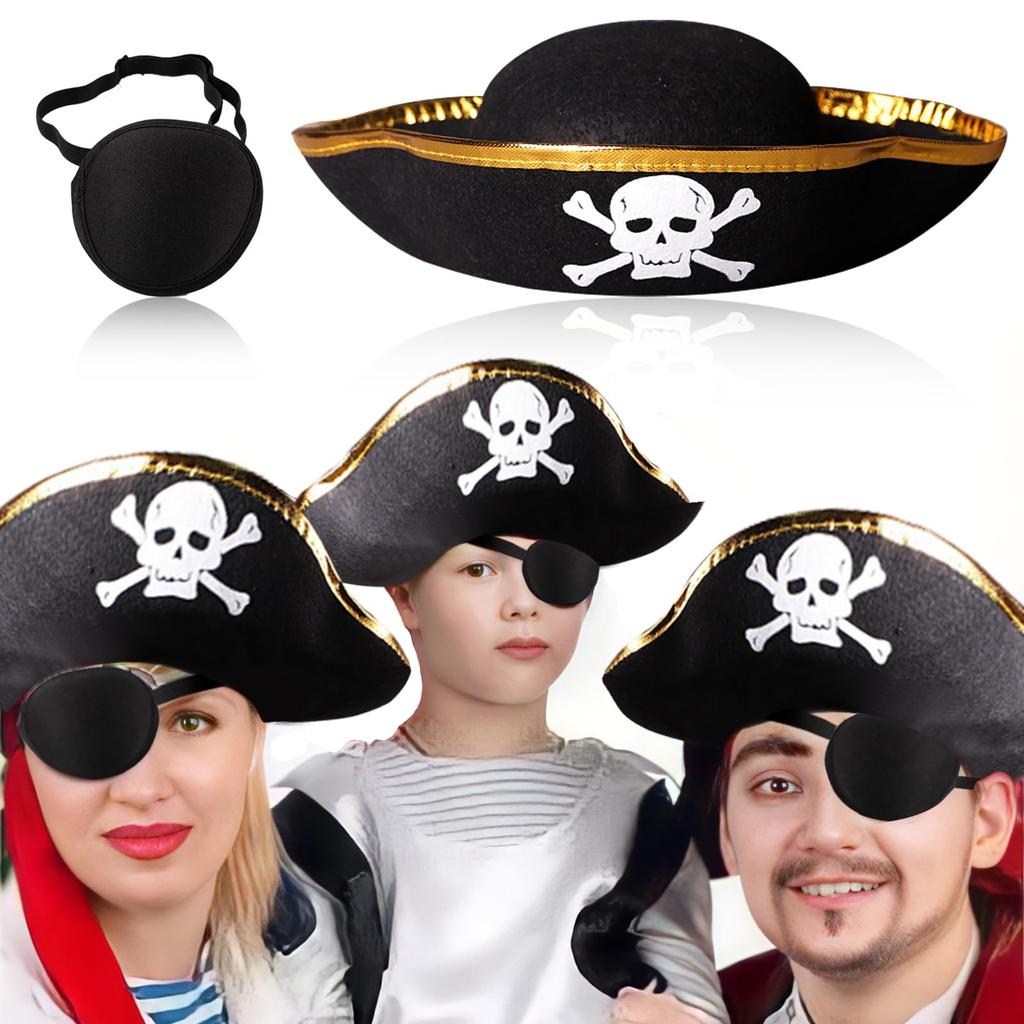 Halloween Costume Adult Halloween Cosplay Pirate Costume Set of 2 Hat Costume Halloween Pirate Cosplay Triangle Hat Unique Hat Adult Pirate Costume