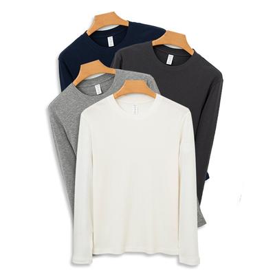 Long-sleeve Lyocell Base Layer Crew Neck Wrinkle-free Breathable Comfortable Luxury T-shirt for Men Minimalist Lightweight Breathable Business T-shirt