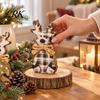 Rustic Style Table Centerpieces Wooden Elk Figurine, Ornament, Vintage Animal Desktop Decoration, 2D Flat Decorations Wall Hanging Ornament with Hemp