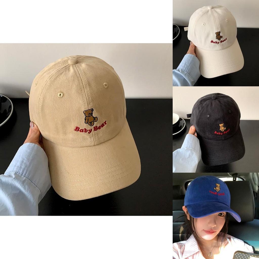 Stylish Casual Blue Bear Embroidery Baseball Hat For Women Ideal For Spring Outdoor Wear
