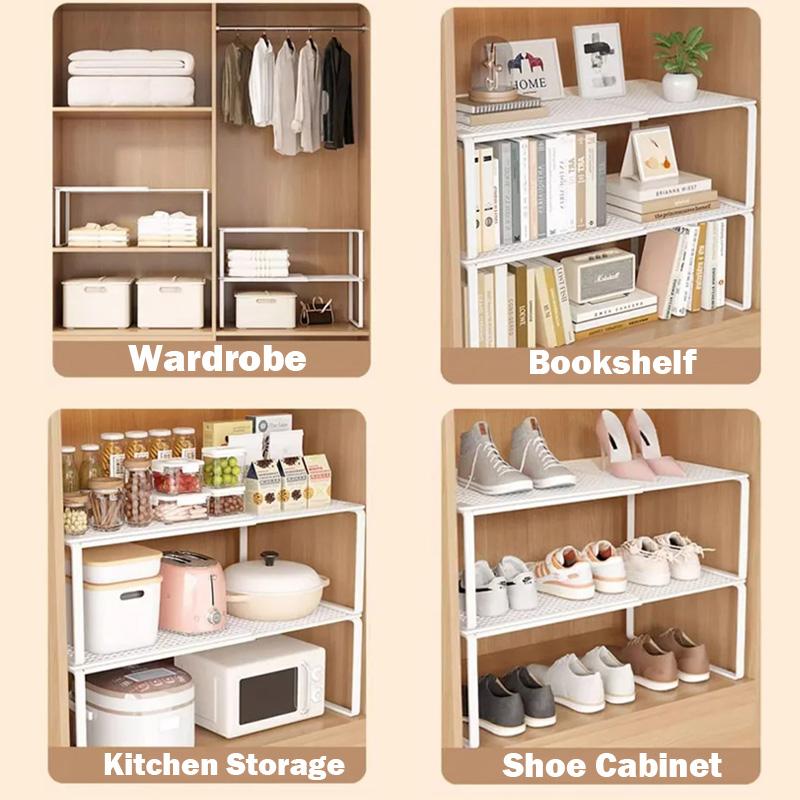 1pc Wardrobe Scalable Layered Partition Board Stackable Large-capacity Shelf Shoe Cabinet Sorting Board Wardrobe Organizer