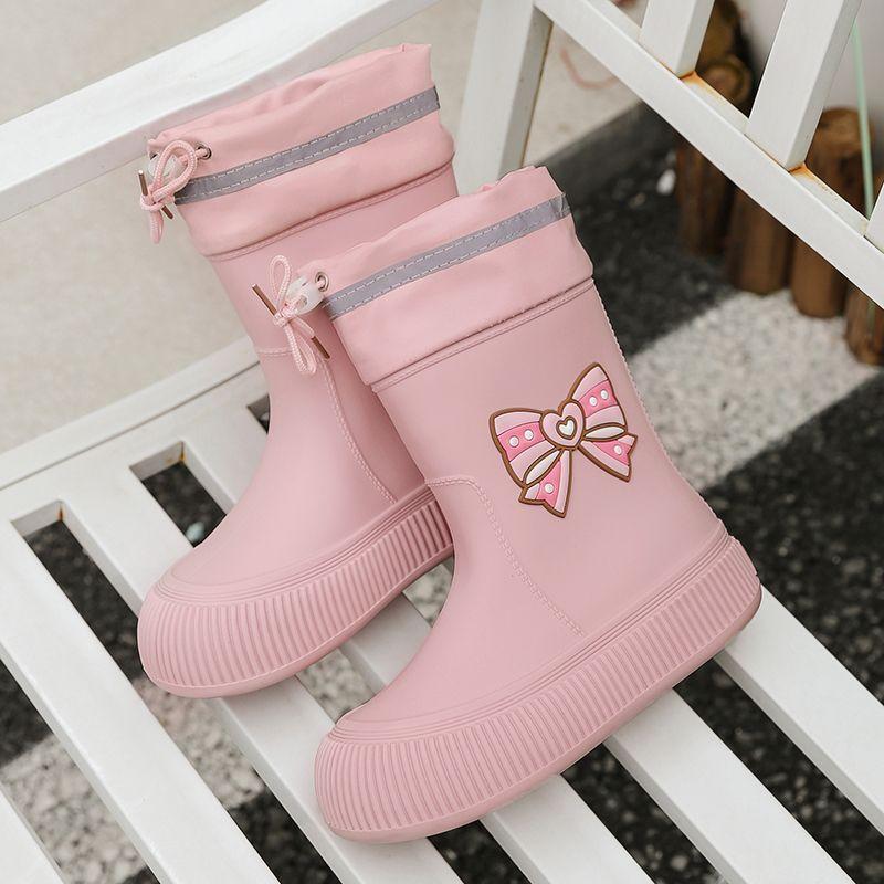 Women's Waterproof Rain Boots 2025 New Style Elastic Mid Calf Water Shoes NonSlip Rubber Boots Outdoor Fashion