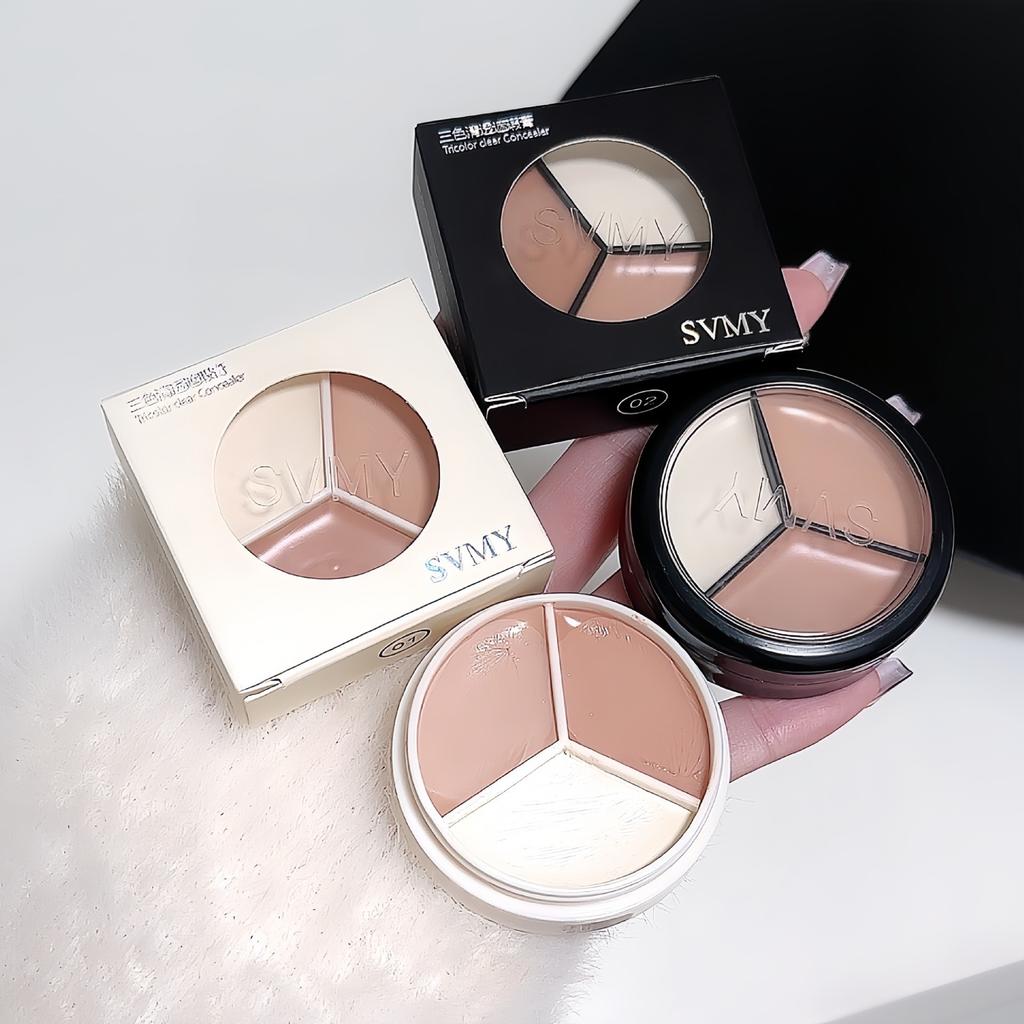 Three-color Clear And Transparent Concealer, Foundation With Blurring And Contouring Properties, Covers Freckles, Blemishes,
