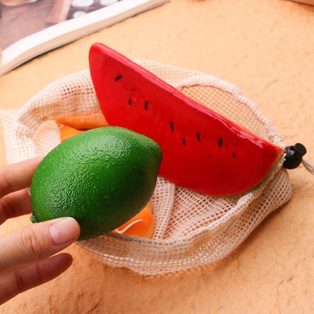 Kitchen Cotton with Drawstring Reusable Storage Bag Storage Mesh Bags Washable Fruit and Vegetable