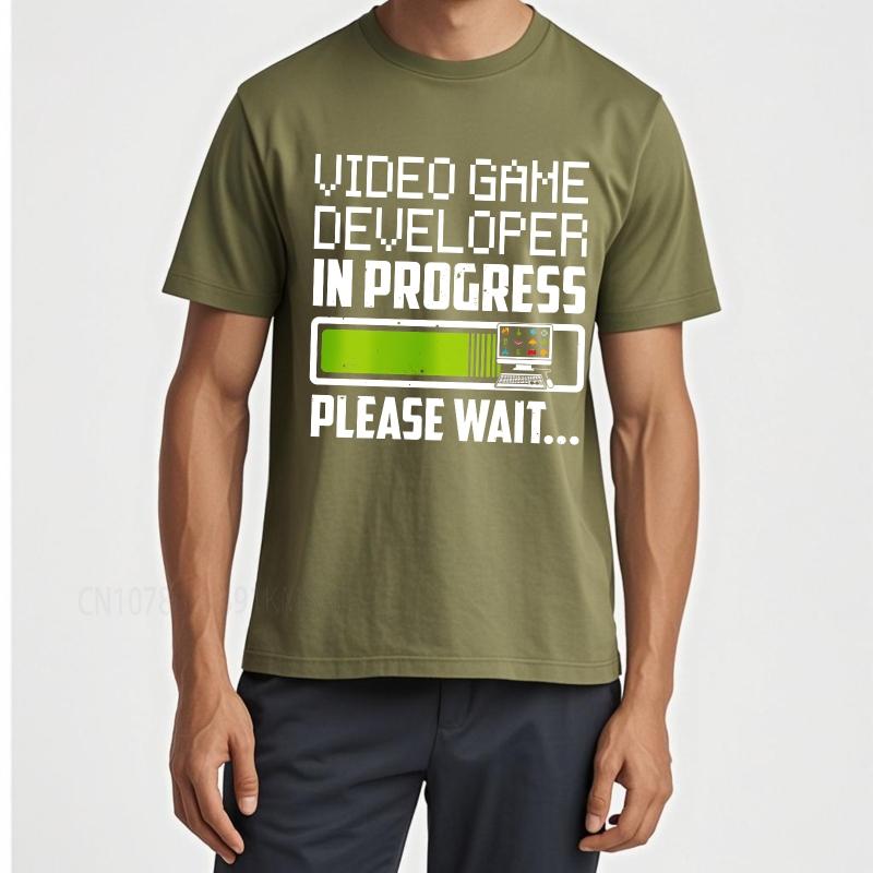 Big size summer For him tshirt Video Game Developer In Progress Please Wait Short Sleeve Relaxed Fit Crew Neck tops