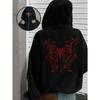 Women's Minimalist Casual Butterfly Print Gothic Hooded Sweatshirt with Double Hats for Outerwear