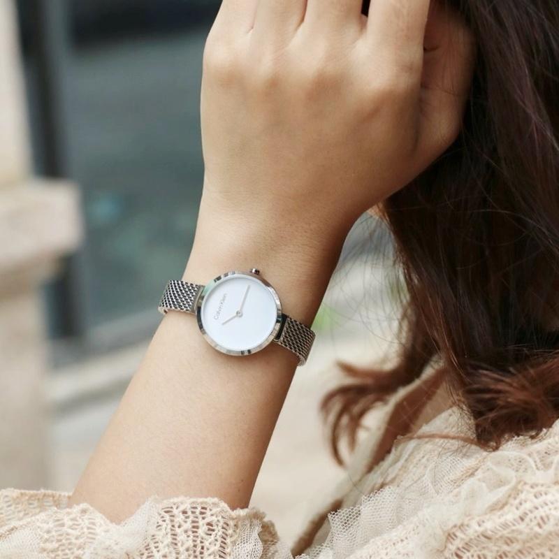 CALVIN KLEIN Eternal Series Watch Quartz Movement Stainless Steel Strap 28mm White Dial Women's Watch Simple Women's Watch 25200082