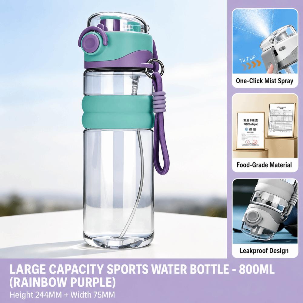Szczelny Kubek Fitness z Rozpylaczem Wody 800ml Sportowy Czajnik na Wodę Nowa Butelka z Rozpylaczem Wody Lato Outdoor fioletowy