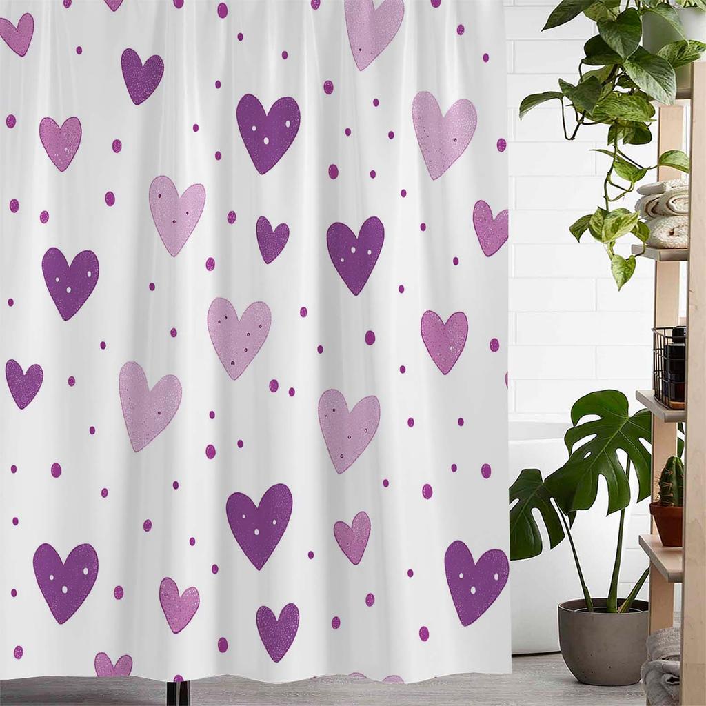 Open One Romantic Valentine's Day Love Print Shower Curtain, Window Curtain with 12 Hooks Curtain for Windows