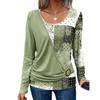 Spring and Autumn Women's Blouse Printed Solid Color Splicing Casual Long Sleeve T-Shirt