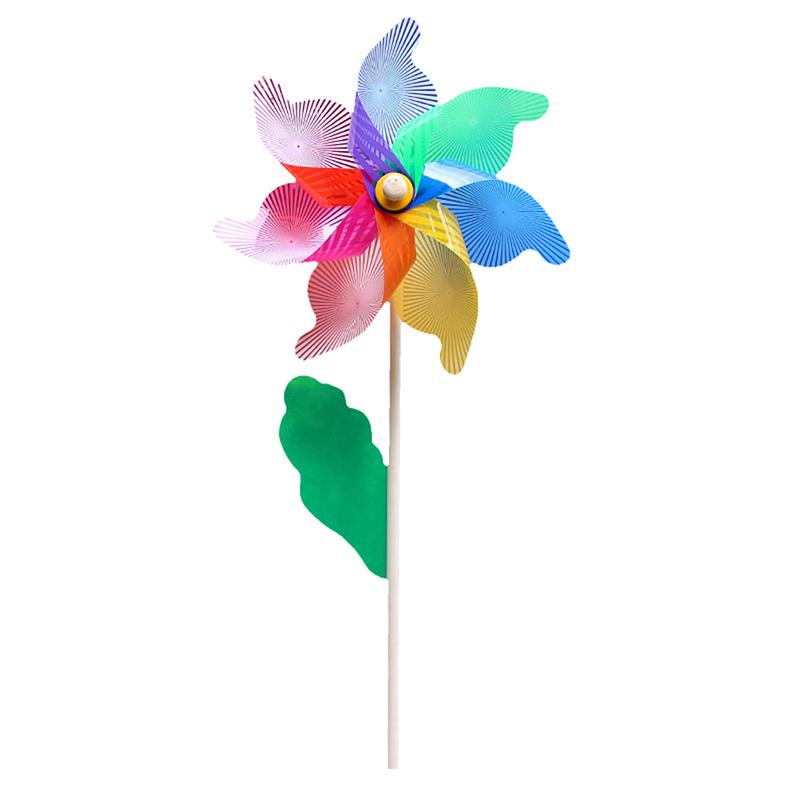 Beautiful 32Cm Wood Garden Yard Party Windmill Wind Spinner Ornament Decoration