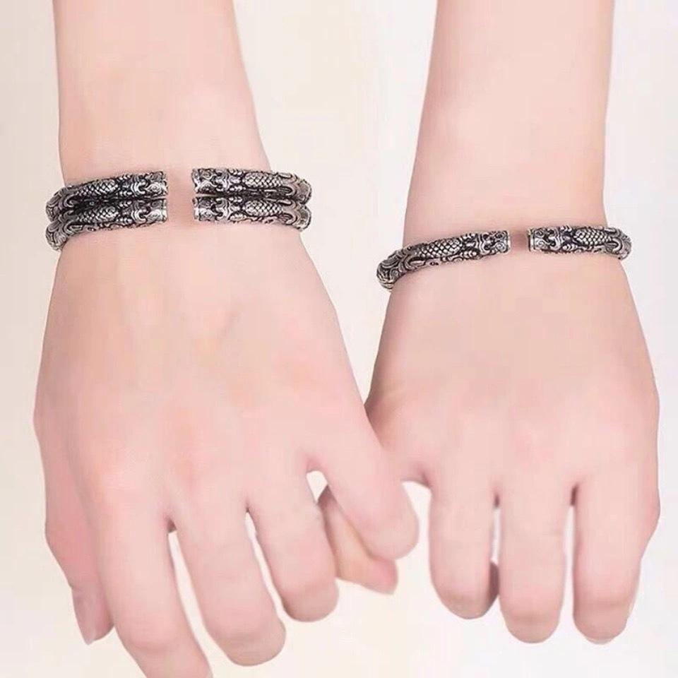 Two Pairs of Dragon Head Bracelets for Men and Women, Domineering and Open Mouth Couple Bracelets
