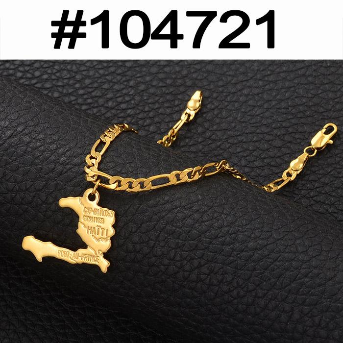 Anniyo Charm Haiti Map Bracelets Bangles Men Women Girl Ayiti Maps Jewelry Haiti Accessories Link Chain Bracelet #104521 Bracelet 21cm ONLY