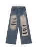 Gothic Black Jeans High Waist Vintage Women Korean Fashion Y2k Streetwear Ripped Pants Female Harajuku Casual Wide Leg Denim Trousers