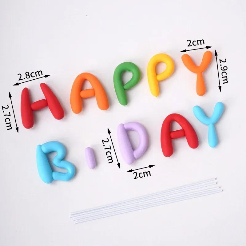 1 Set Happy Birthday Cake Topper Colorful Letters Insert For Cupcake Dessert Decoration Kids Birthday Party Decor Baking Tools