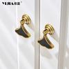 Single-Hole Leaf-shaped Brass Pulls Cupboard Wardrobe TV Cabinet Entryway Cabinet Nightstand Handle Furniture Hardware