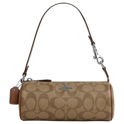 Schultertasche Nolita 20 Silbernes Label Logo Klassisch Presbyopie Hardware Schnalle Reißverschluss Kunstleder Zylindrisch Handklein Damen Khaki