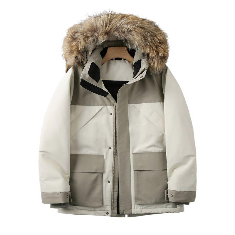 Heavy Weight Good Goods Thickened Waterproof Cold-Resistant Export Tail Goods Men Winter Heattech Big Fur Collar Hooded down Jacket Outwear