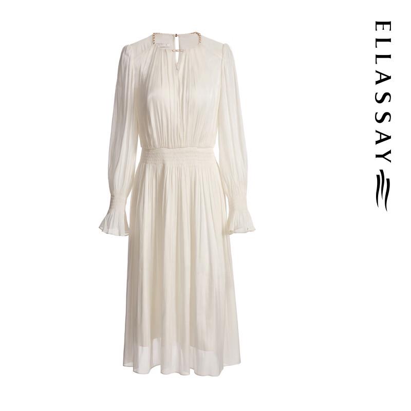 ELLASSAY 2025 Early Autumn French Shimmer Bell Sleeve Dress