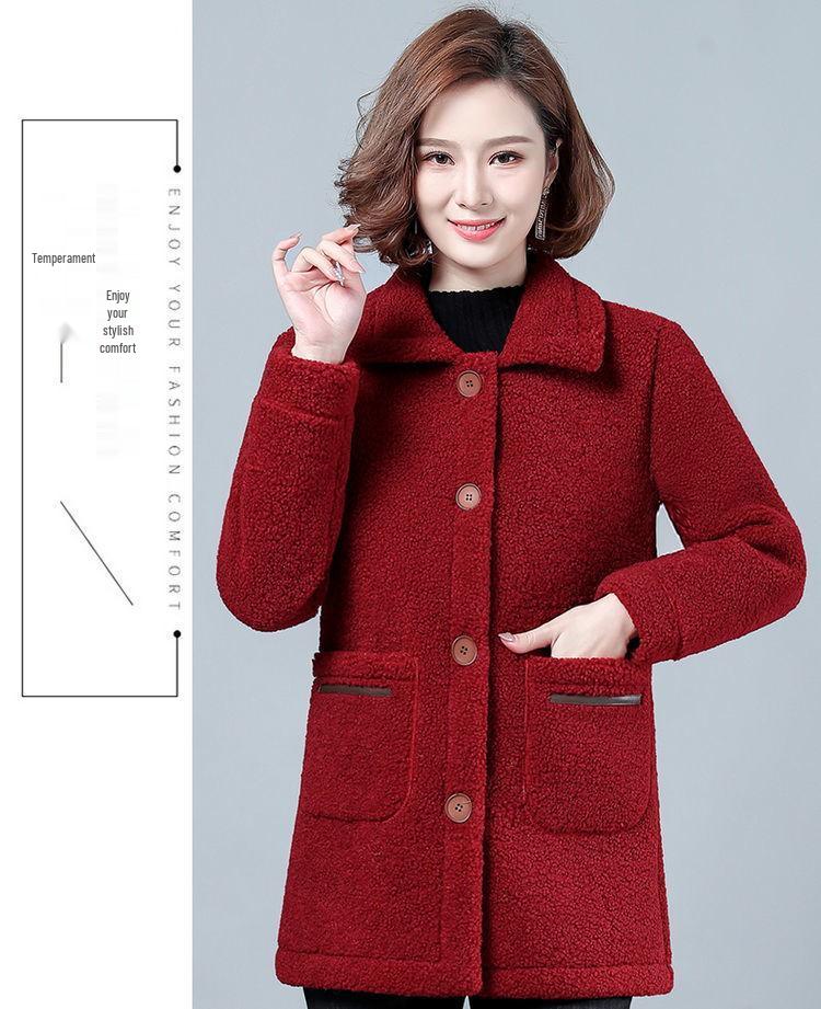 2023 Shearling Coat Women's Mid-Length Thickened Lambswool Fleece