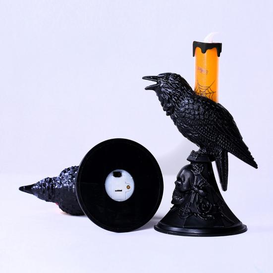 Lot De 2 Bougies LED Sans Flamme Avec Statue Crâne Et Lumière Scintillante - Noir