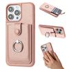 For iPhone 15 Pro Max Case Drawing Type Card Slots Litchi Texture Leather Back Cover with Ring Kickstand