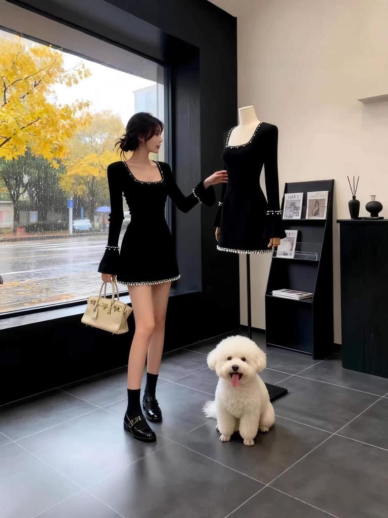 Elegant Black Wrap Dress for Young Women - Luxurious, Trendy, and Beautiful Short Dress