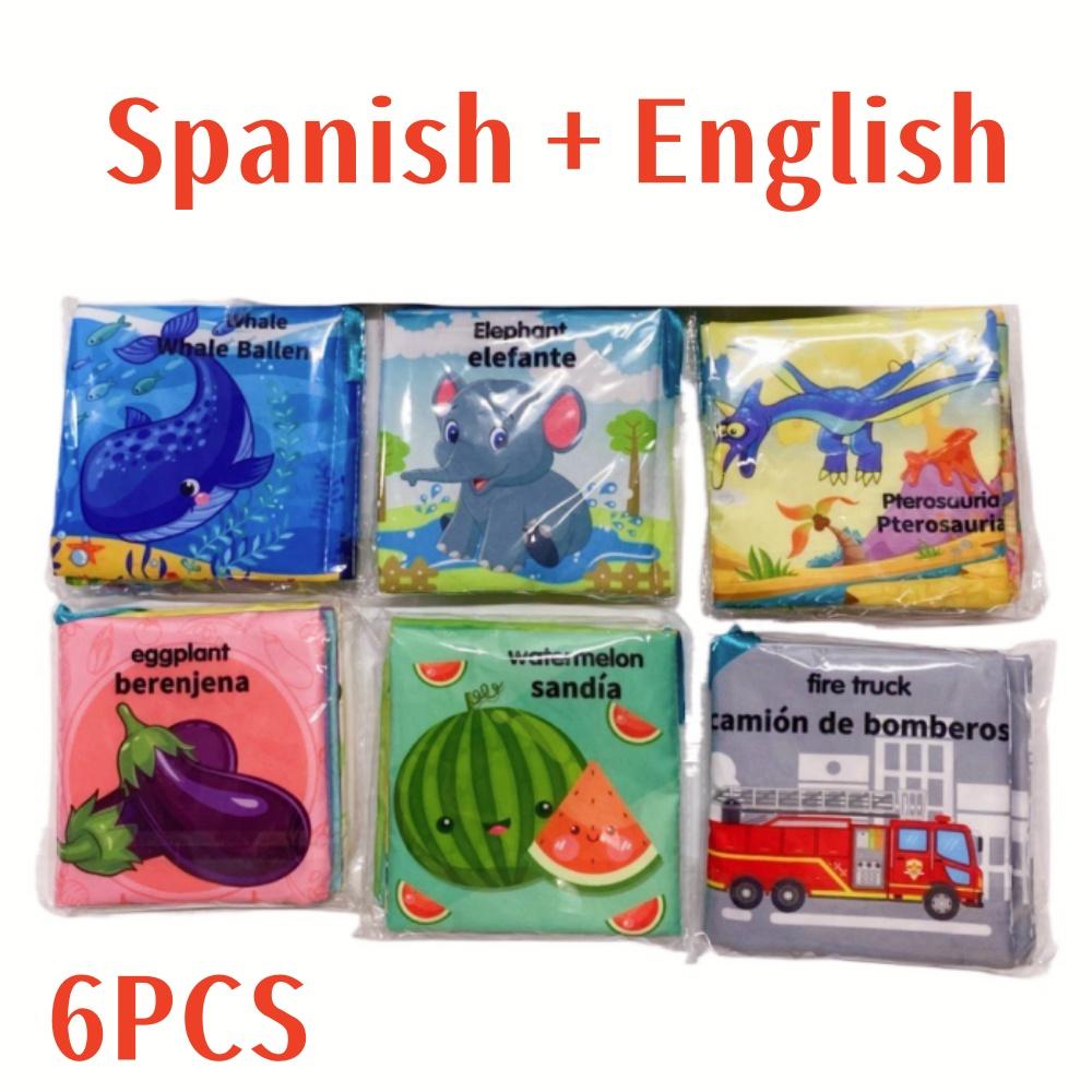 Chinese/English/Spanish Baby Cloth Book Parent-child Interactive Early Childhood Education Book Bilingual Early Education Cognitive Reading Material