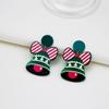 925 Sterling Silver Cartoon Christmas Earrings: Cute Bell & Snowman Acrylic Dangle Design