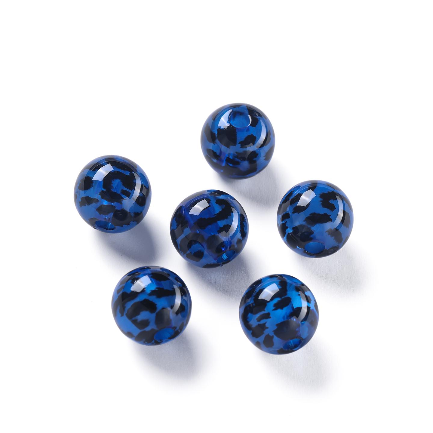 

2pcs 15.5mm Acrylic Round Shaped Beads Leopard Print Spacer Loose Beads for DIY Bracelets Earrings Jewelry Making Accessories синий