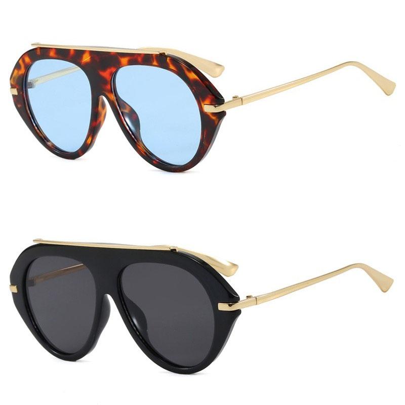 Retro Aviator Round Sunglasses for Women Men Trendy Oversized Vintage Metal Sun Glasses INS Popular Ladies Beach Shades UV400