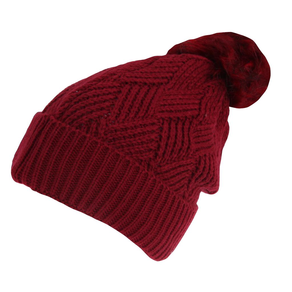 Rock Jock Womens/Ladies Winter Hat With Detachable Faux Fur Pom Pom (Bordeaux) UTHA592buy at