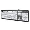 Black Low Vision Keyboard USB Wired Old People Keyboard with White Large Print Keys US Layout QWERTY