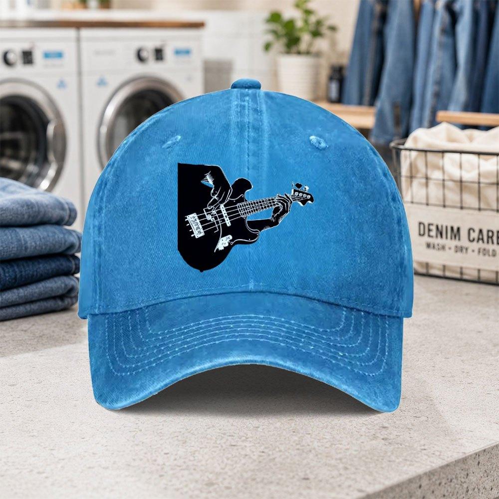 1pc 1pcs Unisex Vintage Baseball Cap Suitable For Men Women Bassist Graphic Duckbill Hat With Hook Loop Closure Lightweigh