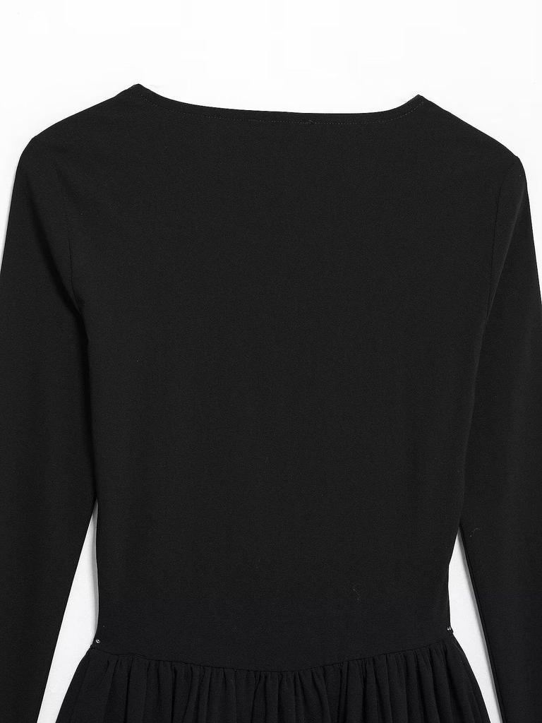 TAOP&ZA Women's Elegant Square Neck Balloon Silhouette Short Dress - Early Spring Collection