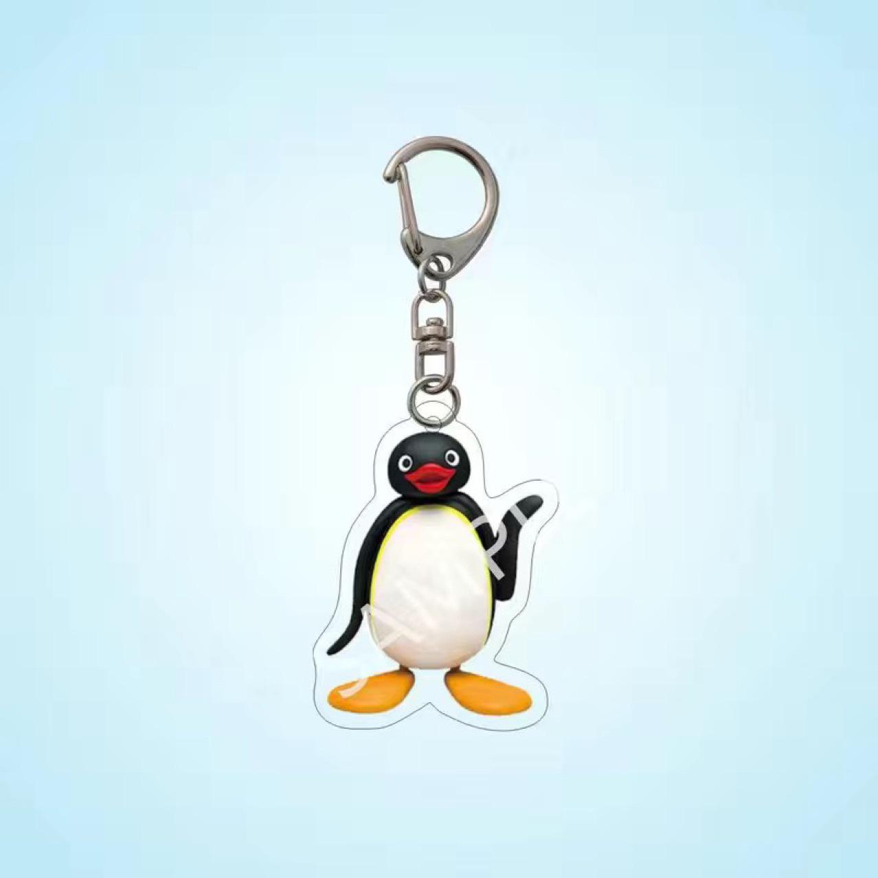 

Забавный мультяшный акриловый брелок в виде семьи пингвинов - Милый шарм для сумки и парное украшение
