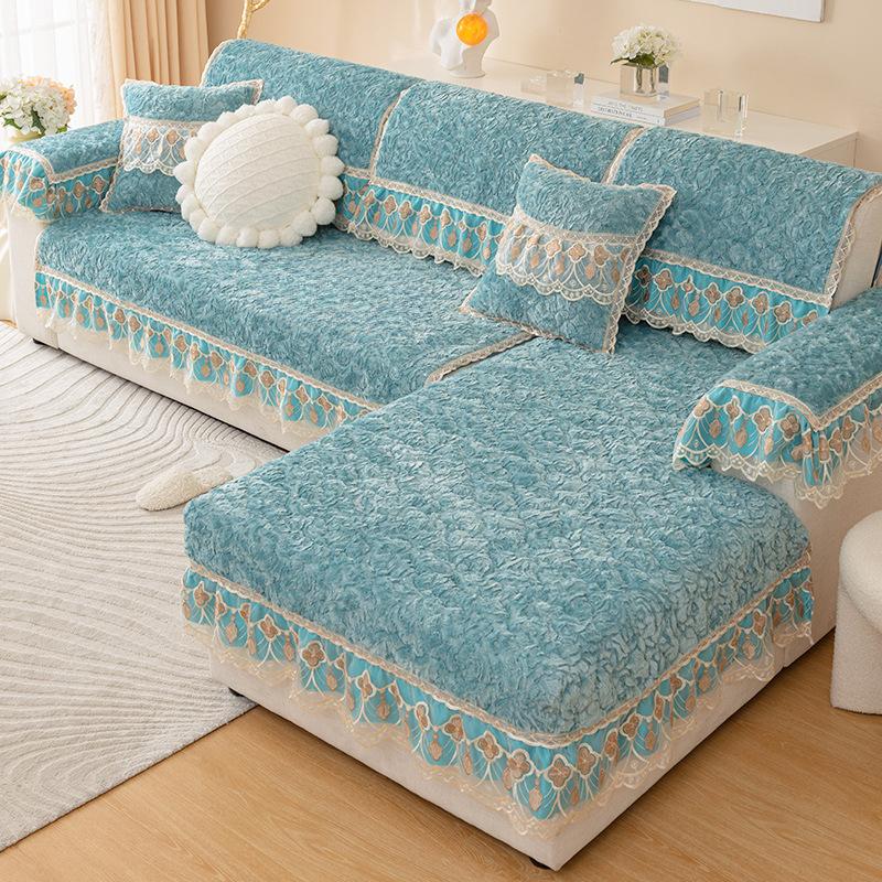 Plush Sofa Cushion Winter Simple Modern Non-Slip Cushion Backrest Towel Winter Thickened Sofa Cover Slipcover Universal