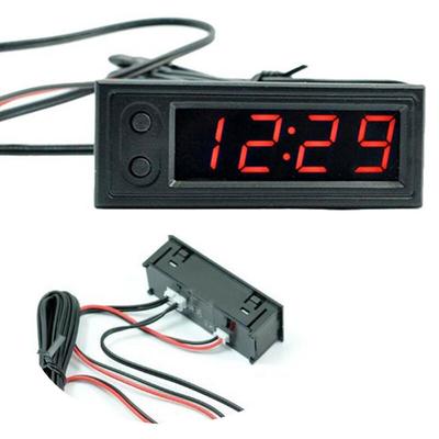 Mini Orologio Digitale per Auto 3 IN 1 Termometro Voltmetro Display LED Timer Digitale Voltmetro Accessorio Elettronico Interno Retroilluminazione