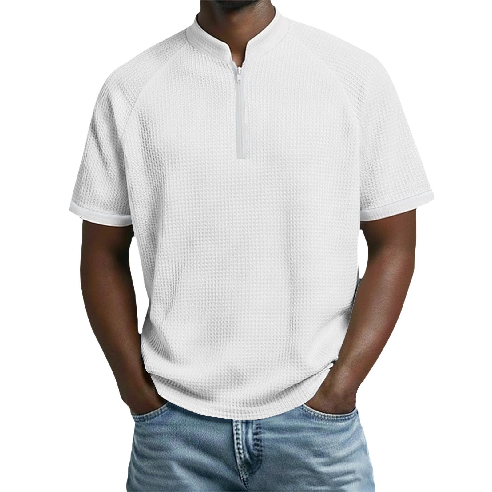 

Men s Casual Fashionable Loose And Soft Breathable Top, Two-color Patchwork Short-sleeved Top. XL білий