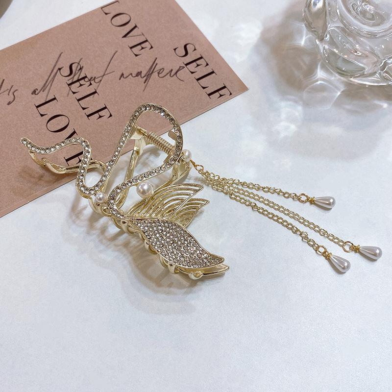Retro Rhinestone Hair Claw For Women Fashion Metal Chain Tassel Hair Clip Crab Clamp Hairgrip Girls Hair Accessories Party Jewelry