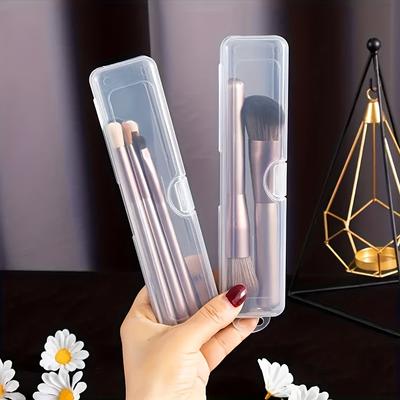 Transparente Klapphülle Tragbare Make-up-Pinsel-Aufbewahrungsbox, Augenbrauenstift-Lippenstift- und Zahnbürsten-Aufbewahrungsbox, Reiseaufbewahrung