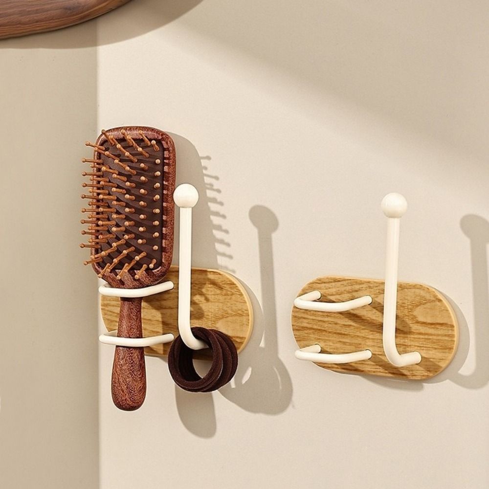 2 Pieces Practical Wall Mounted Hair Tie Storage Rack Rust-proof Waterproof Comb Holder Iron Retro Hair Tie Hook Vanity