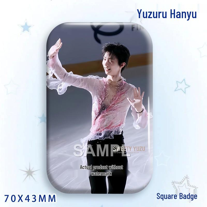 Yuzuru Hanyu Figure Skating Support Badge Brooch Ornament 70x43MM - Glossy