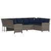 Garden Sofa with Cushions Gray Poly Rattan